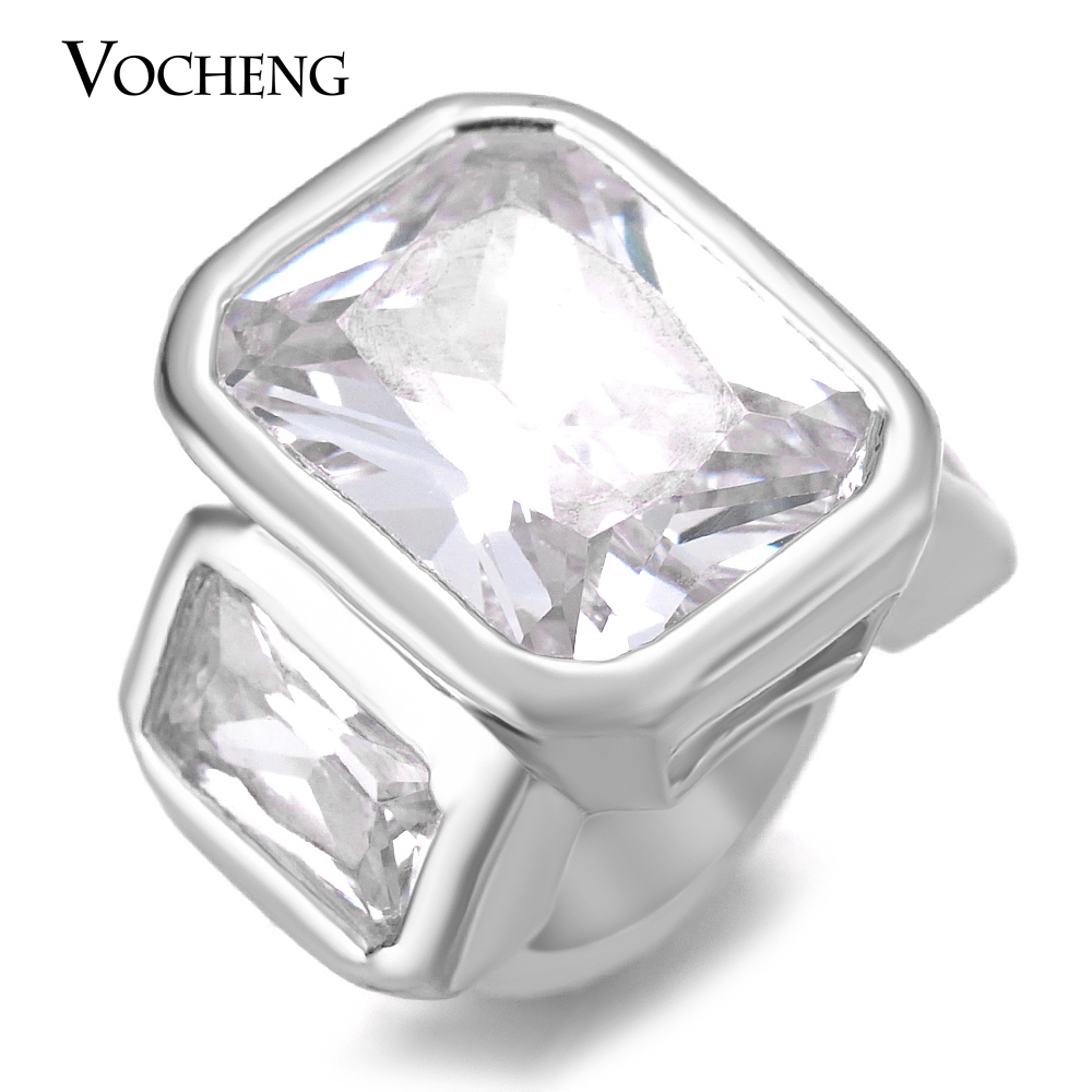 

VOCHENG Endless Charms CZ Stone Charms for Lambskin Bracelet Rectangle Interchangeable Jewelry Gold Platinum Plated Brass Material VC-292