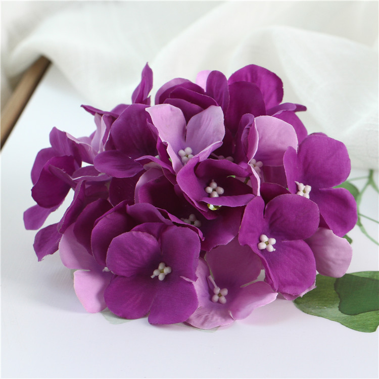 

15CM/5.9" Artificial Hydrangea Decorative Silk Flower Head For Wedding Wall Party Decoration Flower Home Decorate Decoration Accessory Props, Plum
