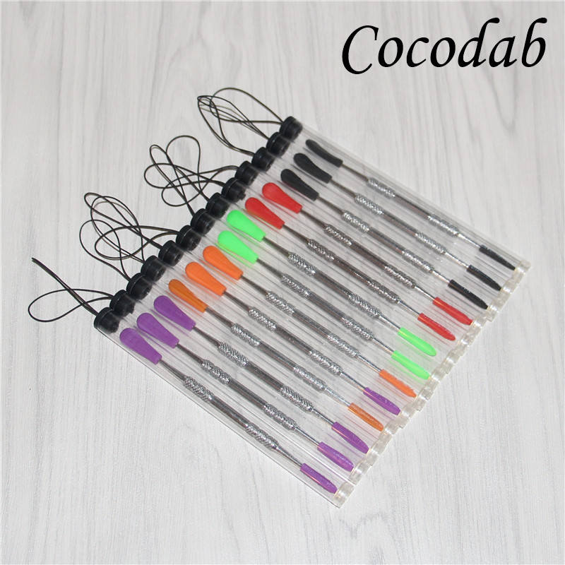 

Wax Dabbers tools atomizer shovel smoking stainless steel dabbertool with silicone tips dry herb tool dabtools