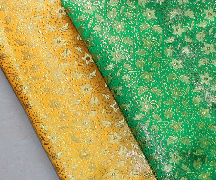 

Wedding Dress Fabric Tang Suit Antique Qipao Toast Dress Pentagonal Star Tapestry Satin Brocade Cloth 150CM, Green