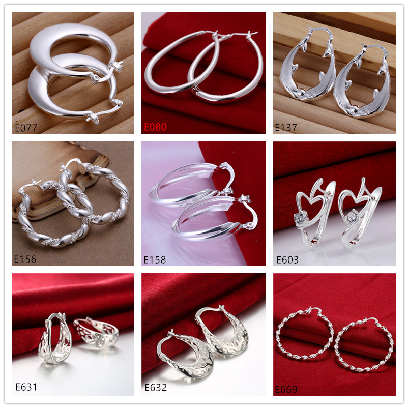 

New arrival women's sterling silver plated earring 10 pairs a lot mixed style MSE62,brand new fashion 925 silver plate Ear clip earrings