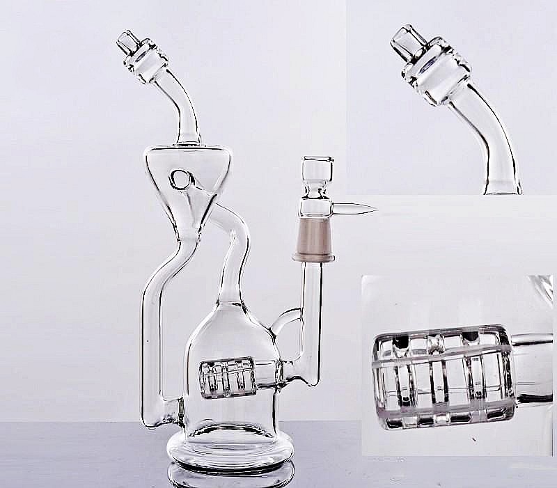 

2022 Tree Recycler Triple Perc Glass Hookahs Water Pipes Bubbler 14.4mm Joint Hand Inline Ash Catcher Oil Rigs pulse glass bongs