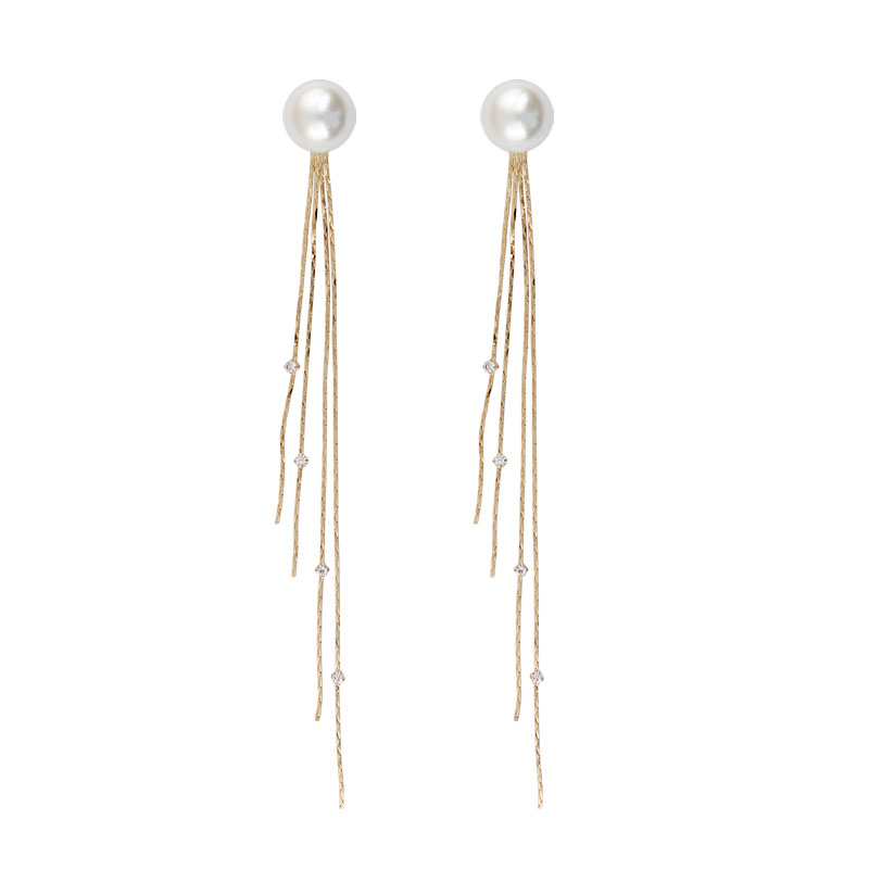 

New listing Fashion white K / long gold chain tassel earrings female glamor girls pearl jewelry 1pair/lot drop shipping