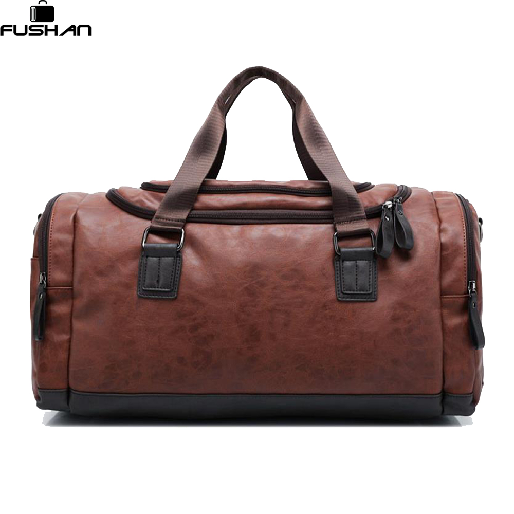 

Wholesale- New Genuine leather travel bag Men duffel bag large capacity bags with shoulder Strap shoulder bag leahter Handbag for Male