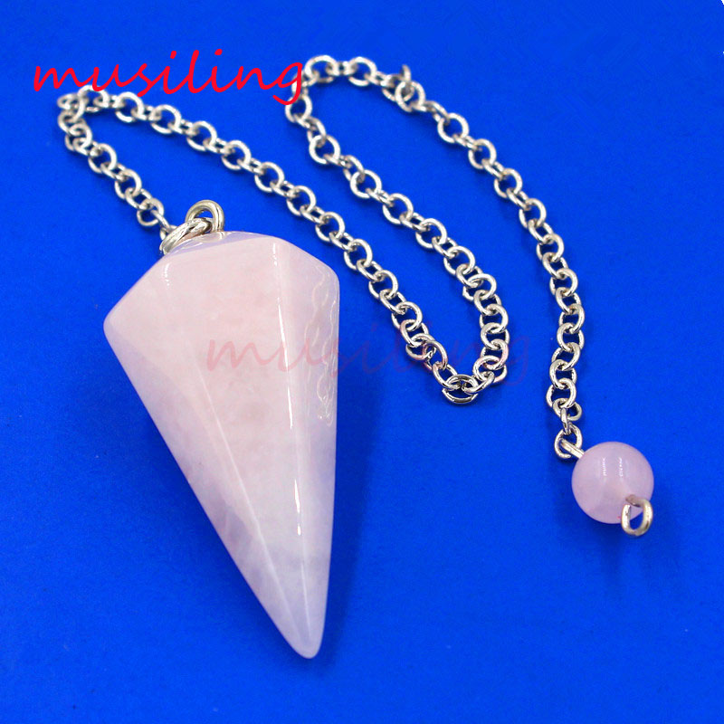 

Reiki Hypnosis Pendulum Pendants 7 Chakra Chain Silver Plated Natural Gem Stone Awl Mascot Charms Amulet European Fashion Jewelry
