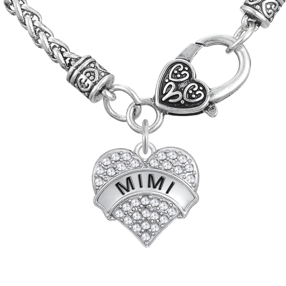 

New Zinc Alloy MIMI Clear Crystal Heart Different Chain Type Pendant Necklace For Granny Easy to diy for you