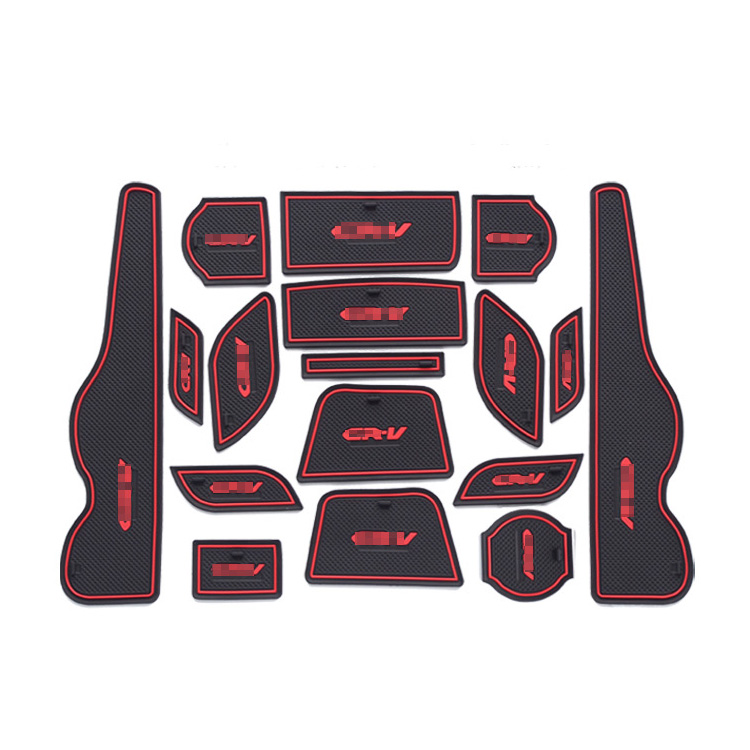 

17pcs Non-Slip Rubber Interior Car Door Armrest Storage Panel Mat Cup Holder Slot Pad Cover Sticker For Honda CRV 2015
