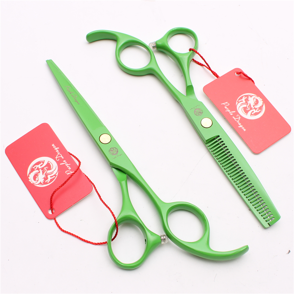 

5.5" 16cm Japanese 440C Pueple Dragon Brand Green Professional Hairdresser's Scissors Barber Scissors Salon Haircut Set Hair Scissors Z1023