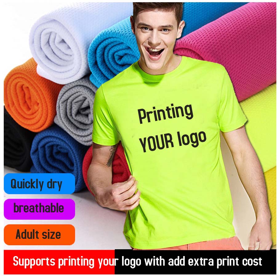 

S- Quickly Drying Adult T-shirts Breathable shirts Casual Men Tees Solid Tops Unisex supports vinyl printing LOGO summer clothes, Yellow