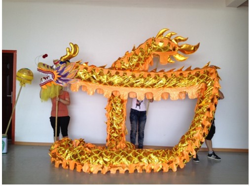 Living Size 5 # 13m Gold-plated 10 student DRAGON DANCE parade outdoor game home deco mascot costume china special culture holiday party
