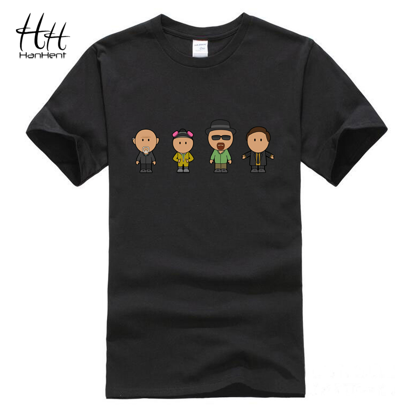 

Wholesale-HanHent Breaking Bad Fashion T-Shirt Casual Short sleeve Heisenberg Cotton T Shirt Black Loose Funny Lover Couples Tee shirts, White;black