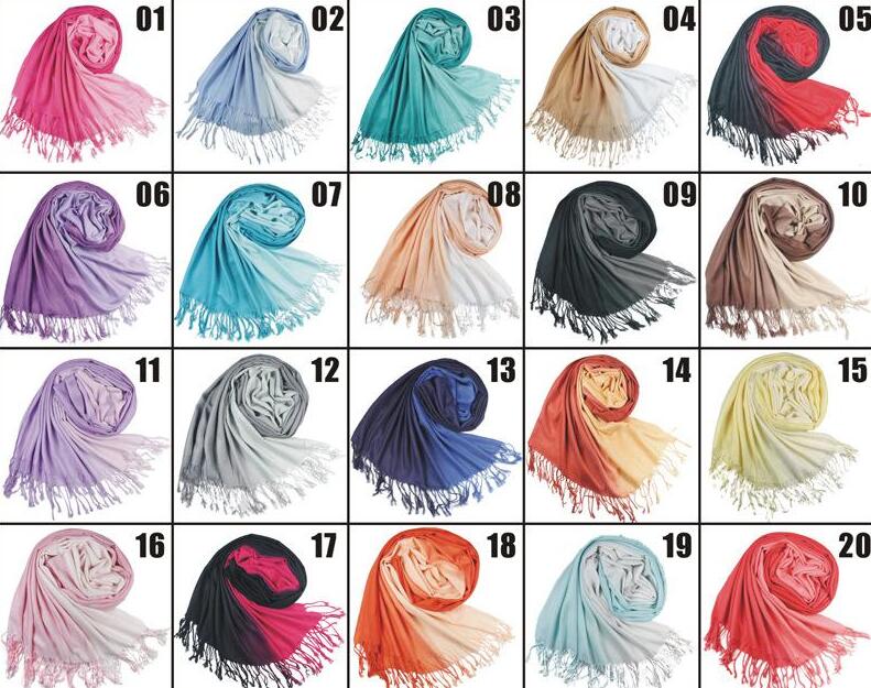 

Double color gradient Cashmere scarf pashmina scarves, shawls Ponchos wraps silk scarf 170*70cm Min Order 10 Pieces Free Shipping