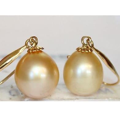 

Elegant 10x12mm Natural Gold Pearl Earrings Stud Women's Jewelry