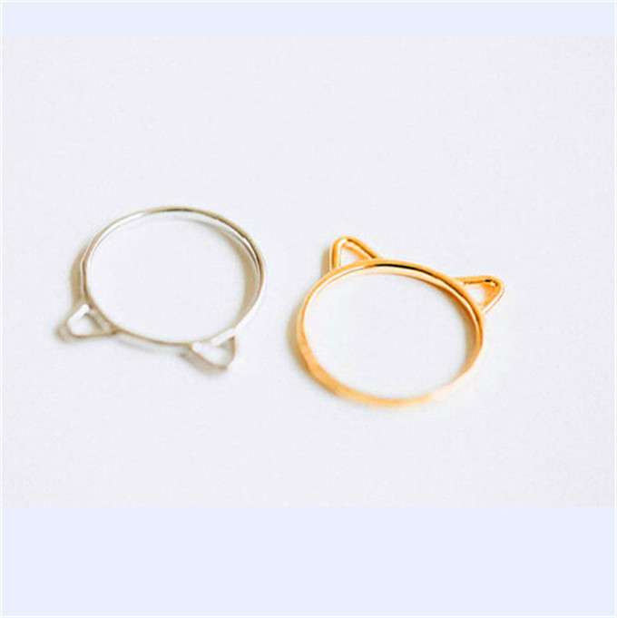 

Fashion jewelry 18k gold plated silver ring cute cat ear rings for women Wholesale Free Shipping