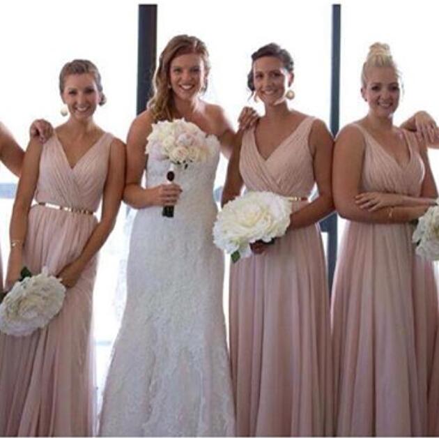 

New Arrival 2016 Summer Beach Bohemian Bridesmaid Dresses V Neck Chiffon Long Miad Of Honor Dress Boho Custom Made Bridesmaid Gowns