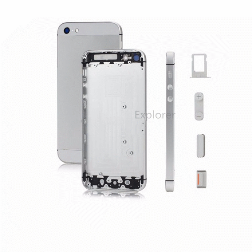 

1Pcs/Lot For iphone 5 5g 5S Back Cover Housing Battery Door With Sim card tray + Power Volume Side Buttons Replacement Parts