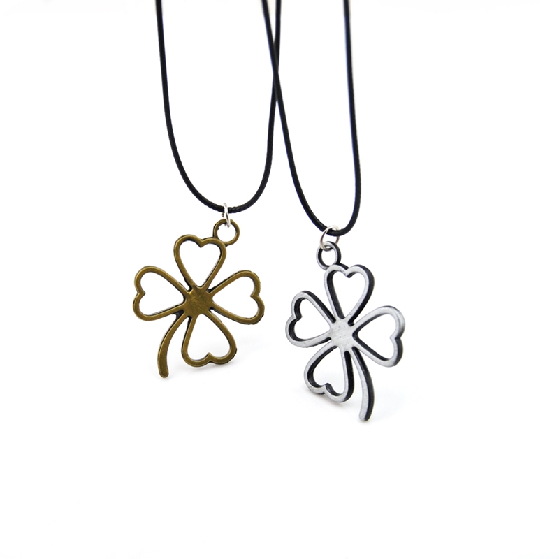 

Original Vintage Silver Four Leaf Clover Necklace For Women Cute Girls Flower Pendant Necklace Female Jewelry Wedding Party Gift