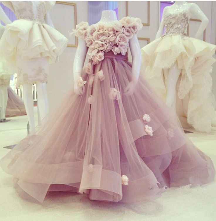 Nouveaux blush rose robes fille fleur pour les mariages Tulle Ruffles Layered avec la main Made Party Filles Fleurs Princesse Pageant Robes