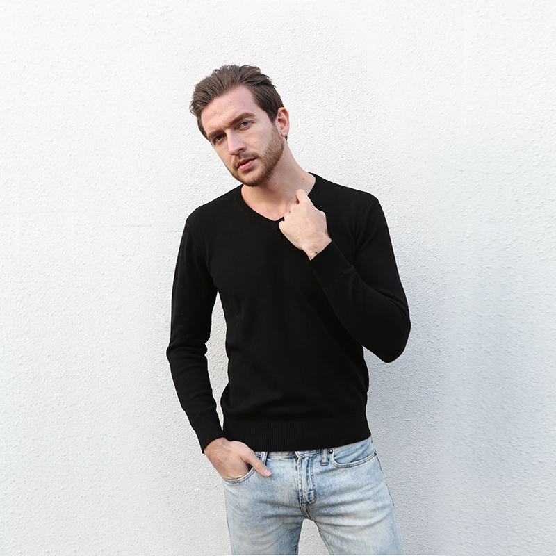 

2017 Fall Winter New Casual V-Neck Men's Polo Sweater Brand Sweater 100% Cotton Pullover Men's Sweaters Free Shipping, Green