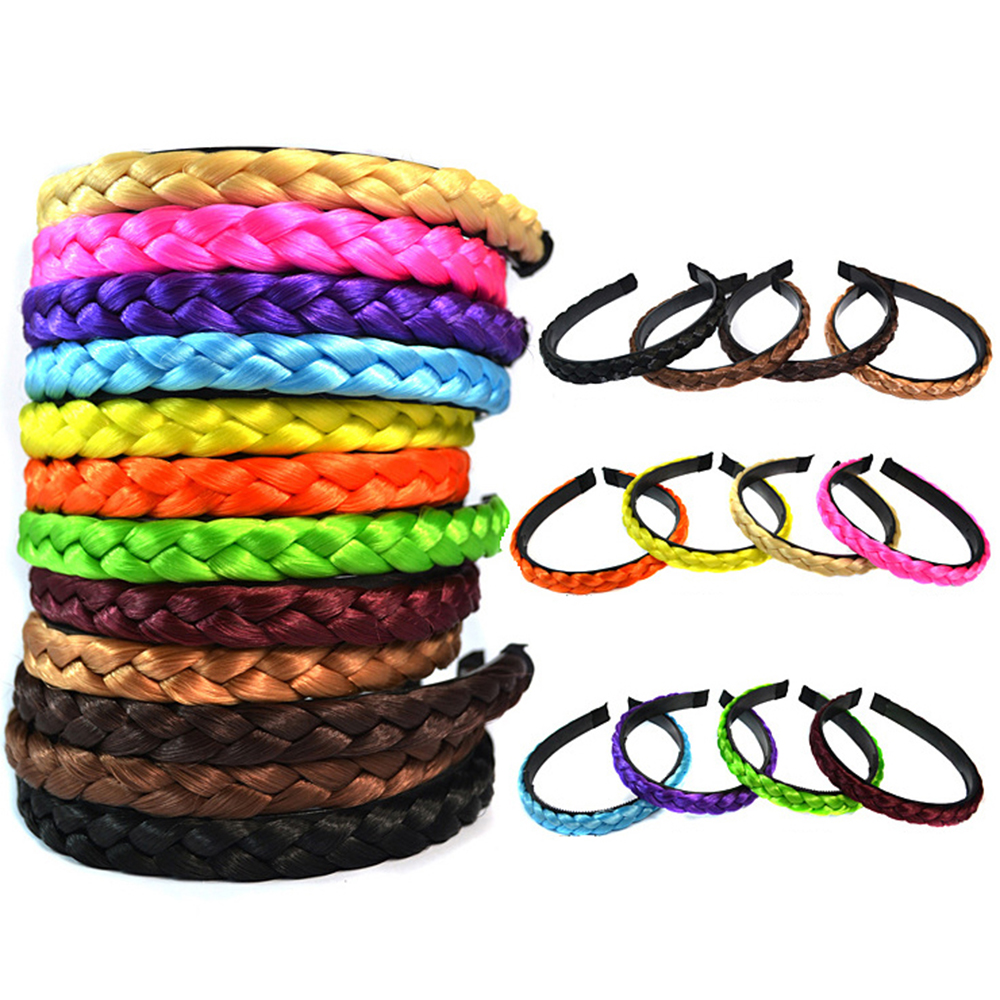 

Women Braided Synthetic Hair Wig Headband Colorful Weaved Plaited Head Hairband Hair Accessories for Masquerade Party