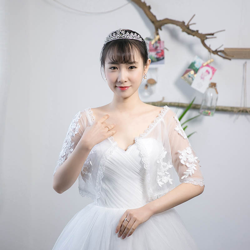 

Summer Bridal Boleros Wedding Accessories Top Quality Lace Bridal Jackets Ivory Wedding Accessories S-039 Summer Style