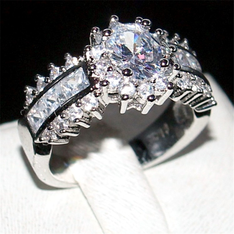 

wholesale Jewelry Charming Oval Simulated Diamond Rings 925 silver Summer Jewelry Party Wedding Rings For Men And Women Size 5,6,7,8,9,10