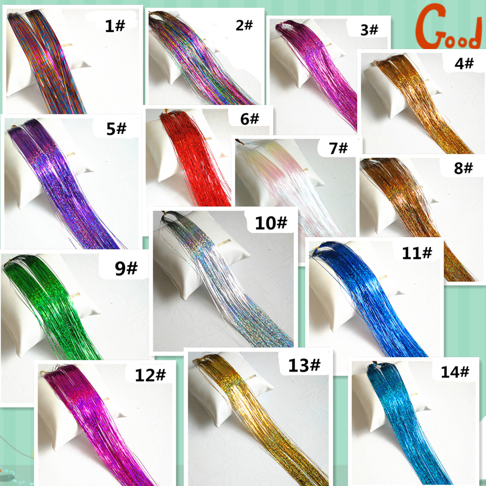 

150 x Strands Holographic Sparkle Hair Tinsel Extensions Dazzles - 40" Long