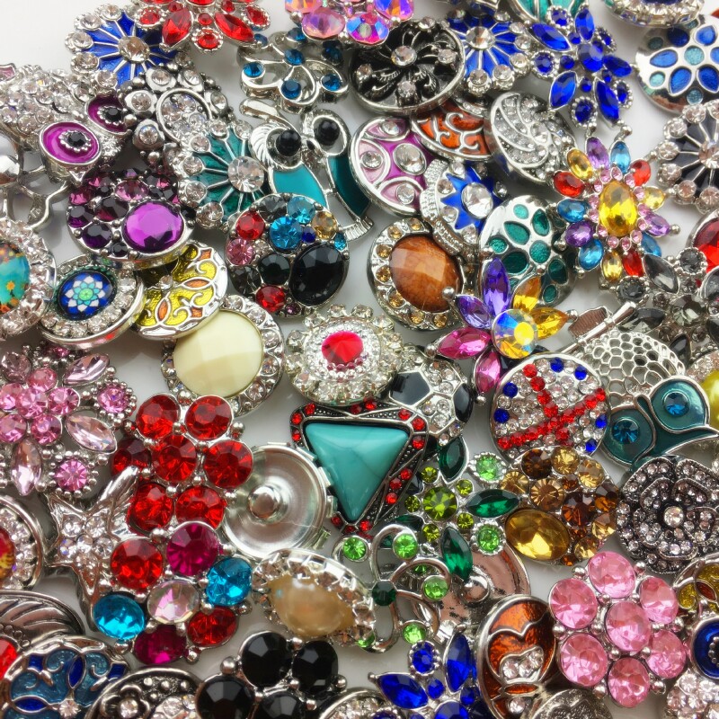 

Wholesale 18MM Ginger Snap Button Rhinestone Mixed Style Fit For Noosa Leather Bracelets Necklace Jewelry DIY Accessories