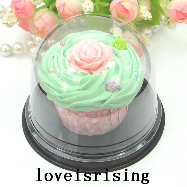 

High Quality--50pcs=25sets Clear Plastic Cupcake Boxes Favors Boxes Container Wedding Party Decor Gift Boxes Wedding Cupcake Cake Dome