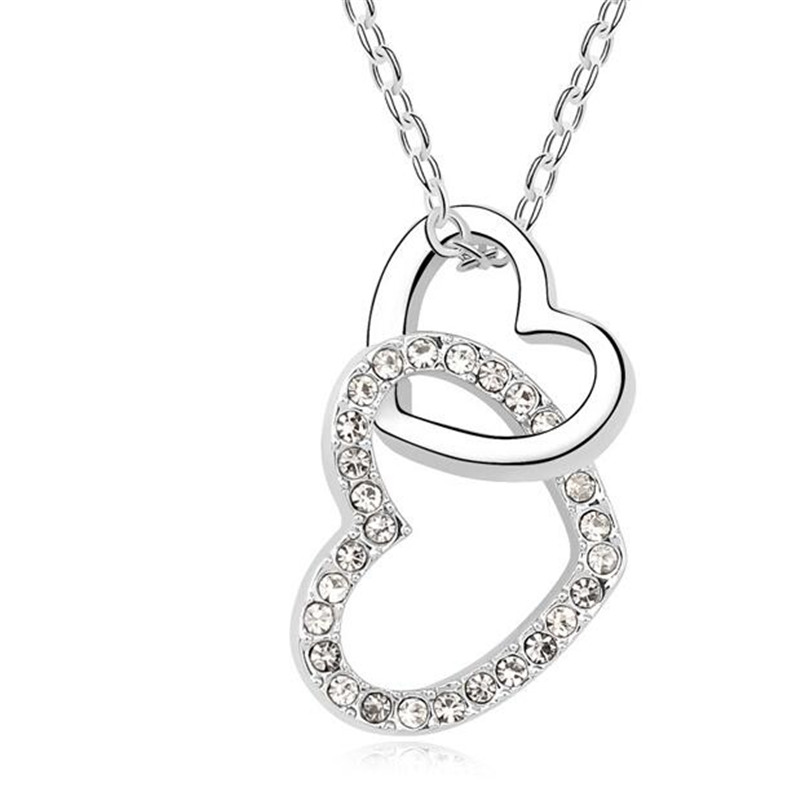 

Wedding Jewelry Heart Crystal Pendant Fashion Necklace 18K White Gold Plated Make With Swarovski Elements FREE SHIPPING 6 colors 10391