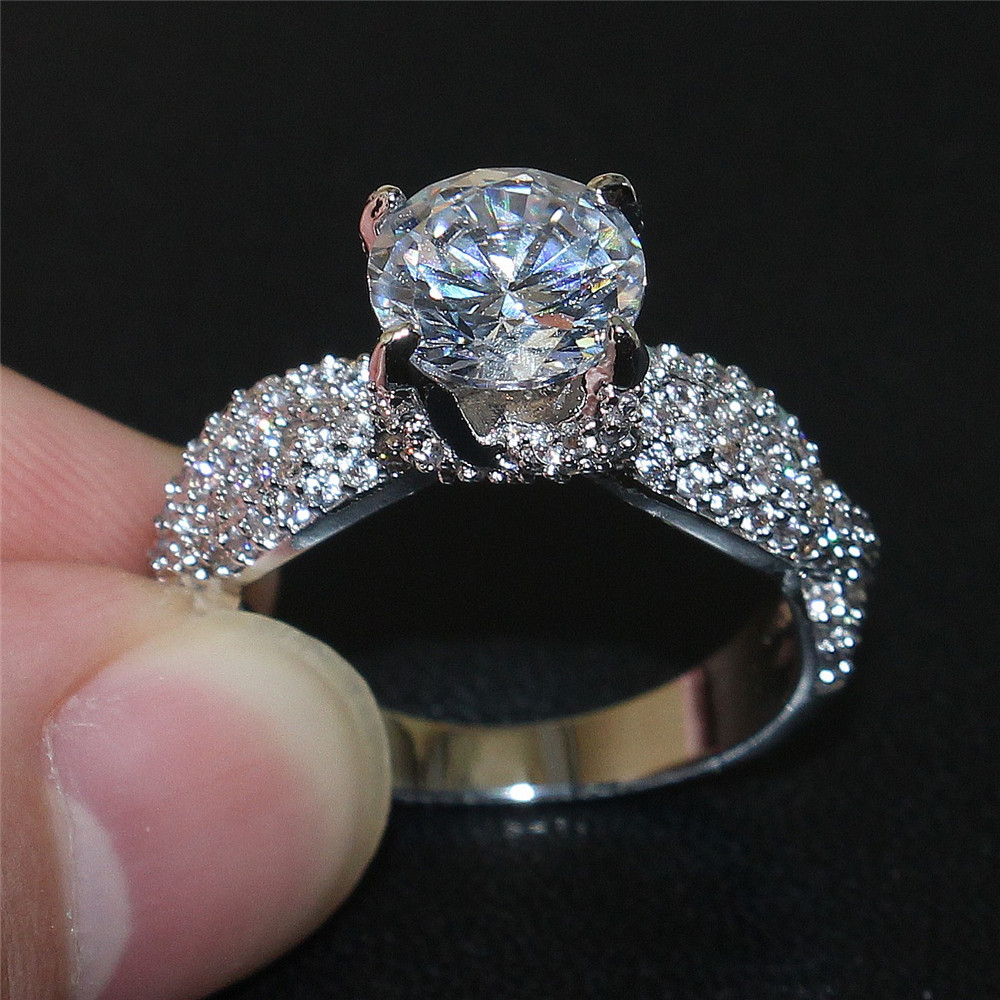 

Lady's Luxury Vintage 925 Sterling Silver Dragon-claw Jewelry Prong setting 3ct Diamond CZ Gemstone Ring finger wedding ring for women