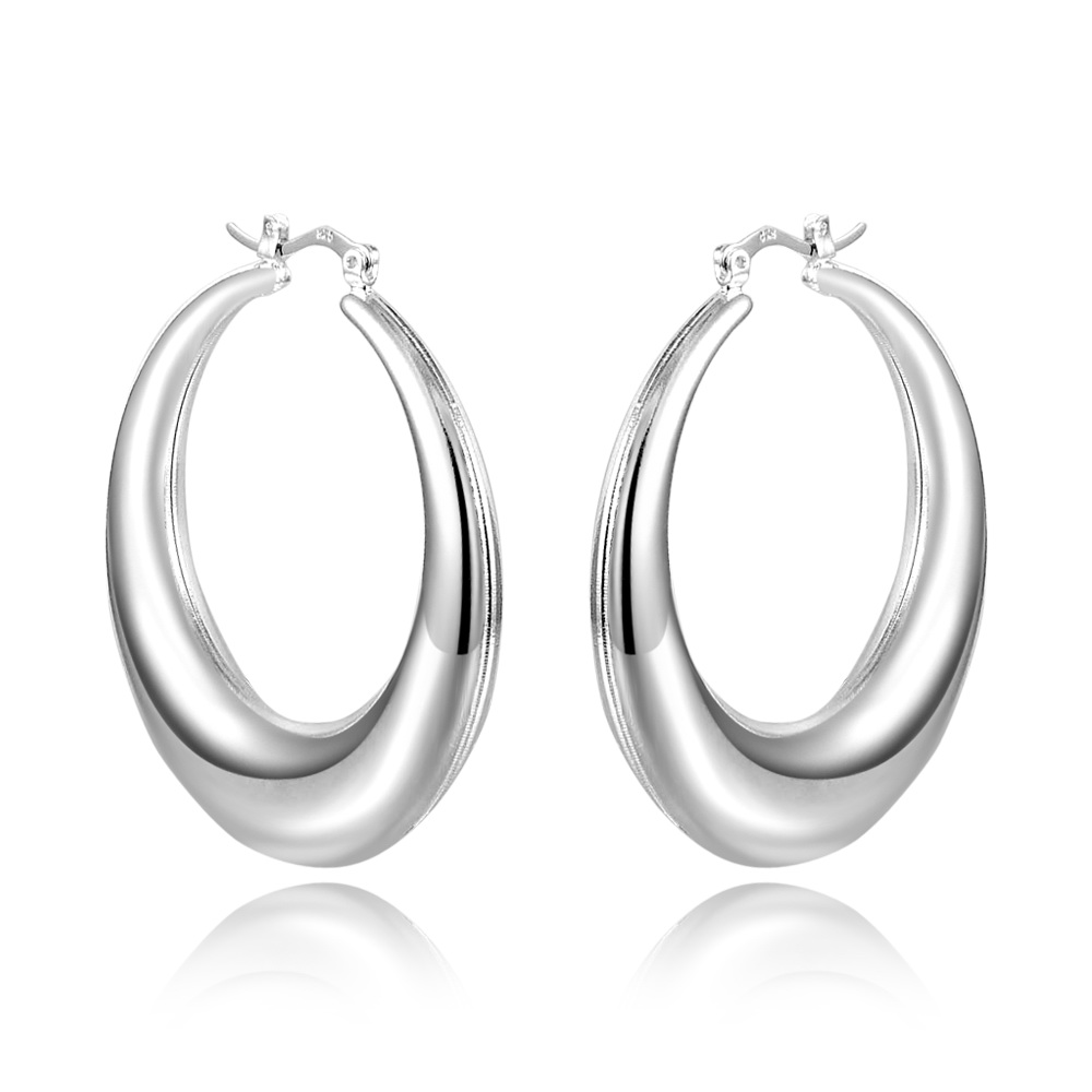 Boucles d'oreilles créoles ovales creuses en argent sterling 925, petites