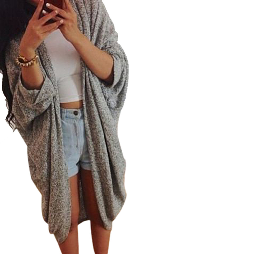 

Wholesale-Fashion Womens Lady Casual Knit Sleeve Sweater Autumn Winter Coat Loose Cardigan Poncho Fashion Jacket Camisola Feminina Gifts