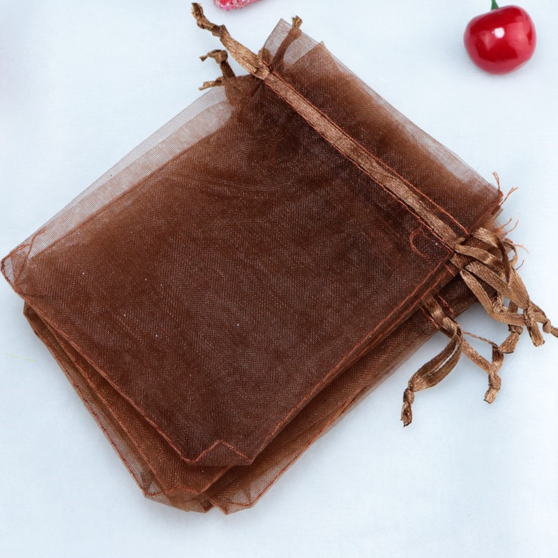 

Solid Brown Organza Drawstring Pouches Jewelry Party Small Wedding Favor Gift Bags Packaging Gift Candy Wrap Square 5 X7cm 2''X2.75'' 100pcs