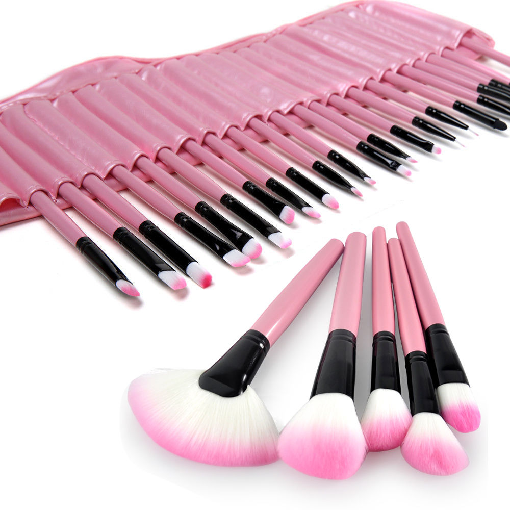

Makeup Brushes Pro 32Pcs PINK Pouch Bag Case Superior Soft Cosmetic Makeup Brush Set Kit #T701