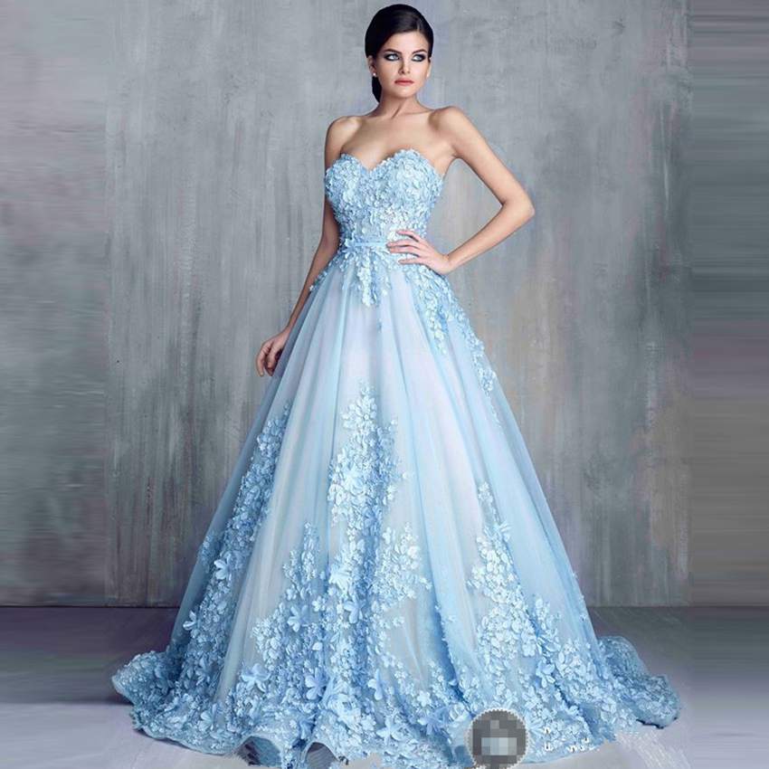 sky blue evening gown