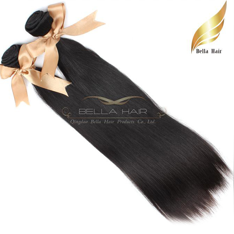 

10 34 100 straight malaysian hair weaves 2pcs lot virgin human hairextensions natural color black bellahair