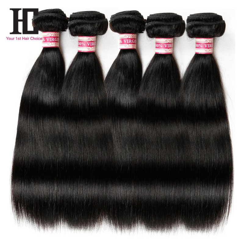 

Top Best Brazilian Virgin Hair Straight 5 Bundles Brazilian Straight Human Hair Mink Brazilian Hair Weave HC Hair Products, Natural color