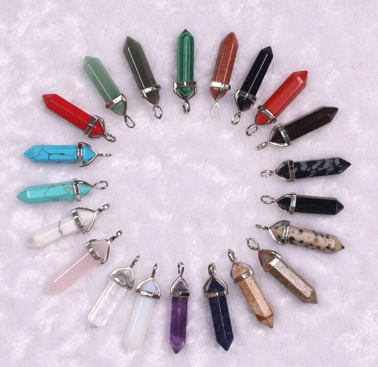 

Natural Stone Pendant Mixed Gems Stones Amethyst Crystal Pointed Reiki Chakra Necklaces Earrings Pendants Beads Fashion Women Jewelry