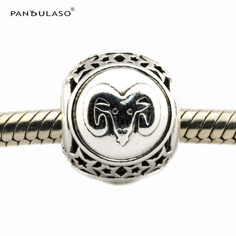 Bélier Signe Étoile Perle En Argent Massif 12 Constellations Convient Bracelet Pandora Pour Femme Perles DIY Femme Bijoux Grossiste