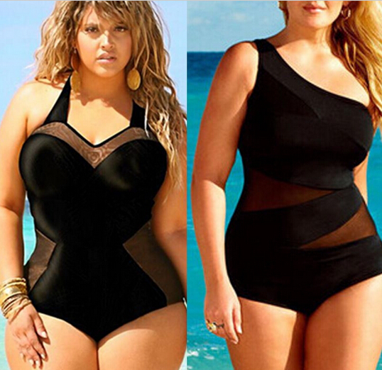 

Retro Women's Sexy Plus Size Black One-Piece Padded Swimsuit Bikini Swimwear