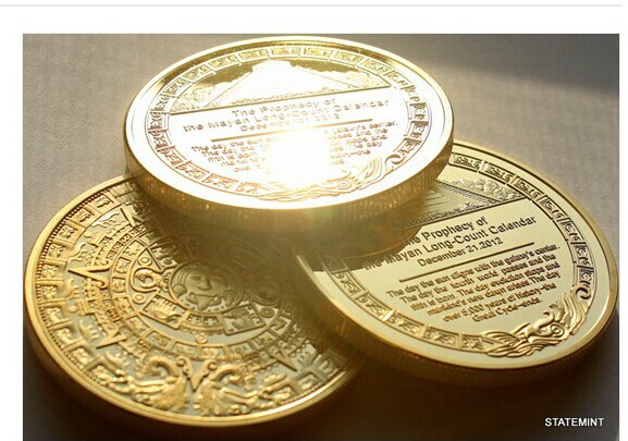 

1OZ MAYAN PROPHECY 24K .999 BULLION GOLD PLATED COIN free shipping 2pcs/lot