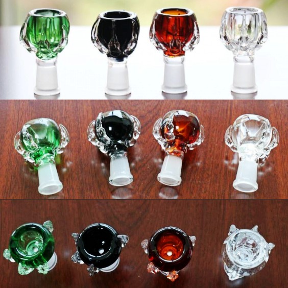 

cheap glass bowls Four Colors Available Heady colored smoking bowl for glass bongs water pipes female bowl 14/18mm Free Shipping