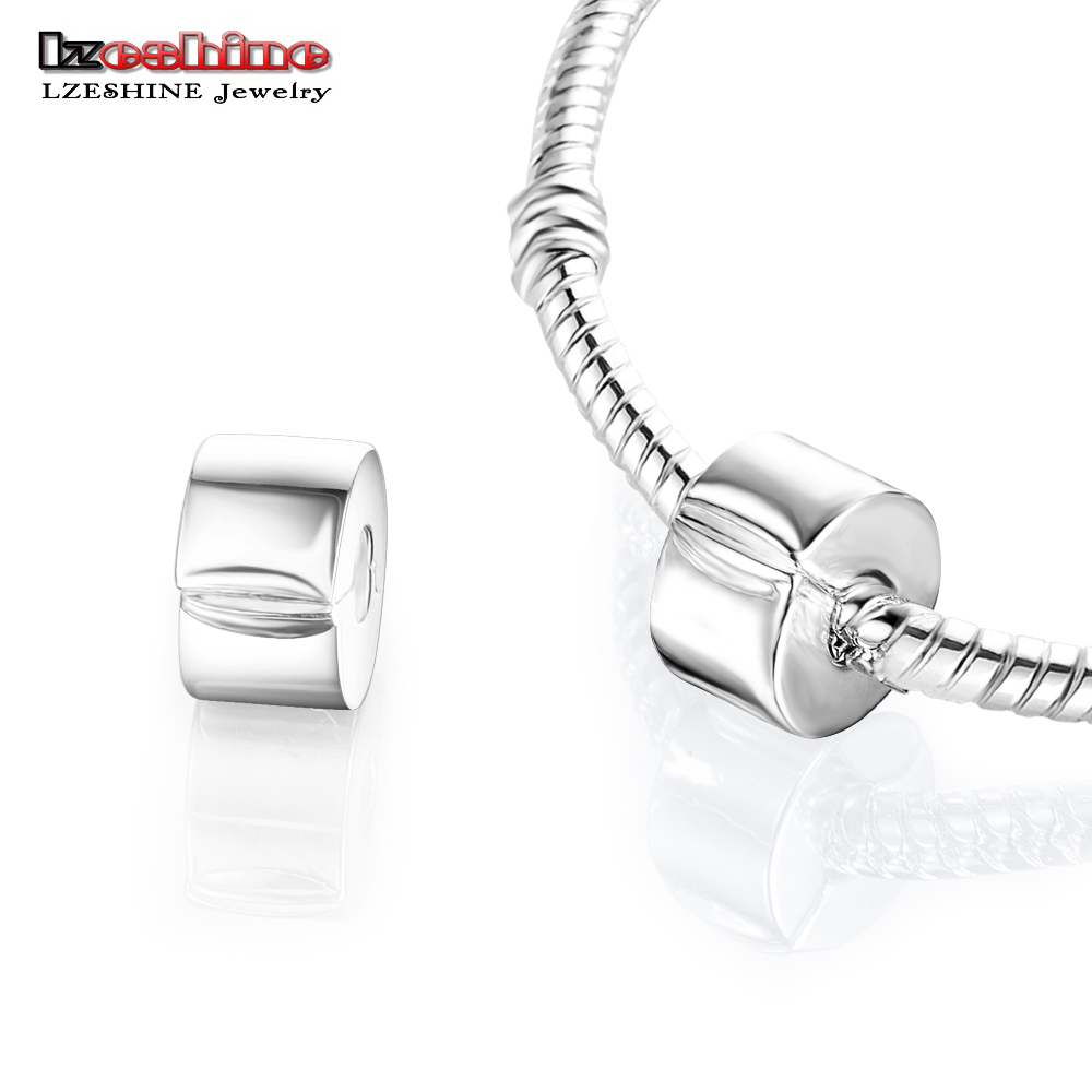 Tapón Clip Azul CZ brillantes hojas encanto Espaciador Bead FITS European Bracelets