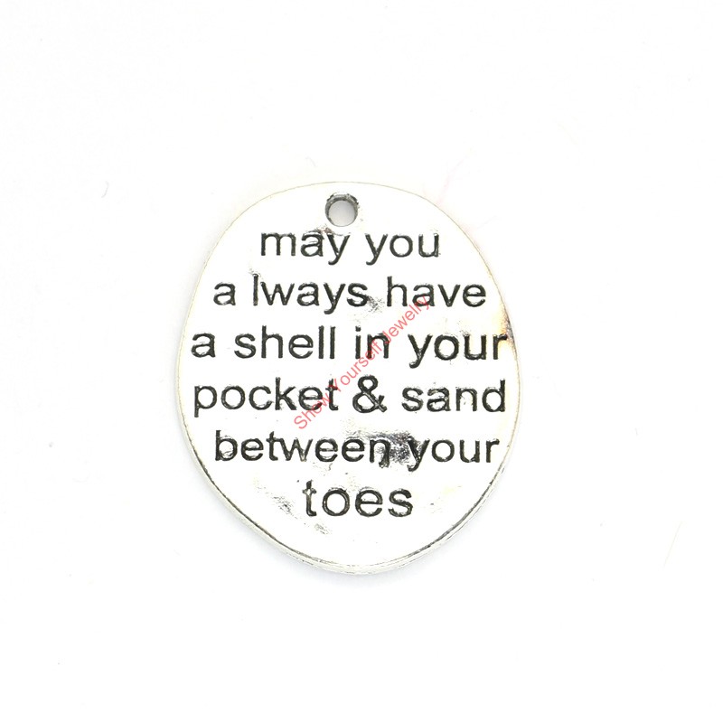 15pcs Antique Silver Plated Have Shell in Porket Sand in Toes Charms Pendants for Bracelet Jewelry Making DIY Necklace 30x26mm-image-387238090