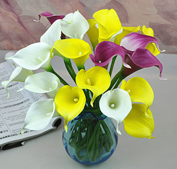 

PU Artificial FlowersReal Touch Mini Calla Lily Artificial Flowers for Home Decoration Wedding Bouquets (no vase) HA38