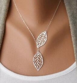

New 2020 Woman necklace Fashion Simple 2 Leaves Choker Necklace Collar Statement Necklace Women Jewelry