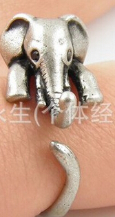

Elephant Animal Rings For Women And Girls Cute Jewelry Open Ring Silver Brown Color Wholesale Gift Party