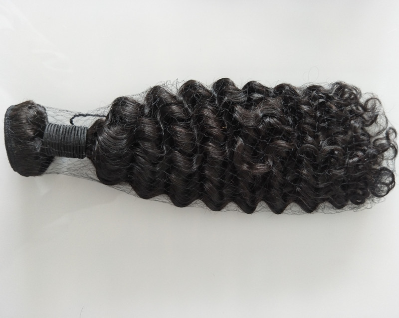 

100% Human hair deep wave unprocessed hair Weaving with weight 100g/pcs & 3pcs/lot Natural Black Color Free DHL
