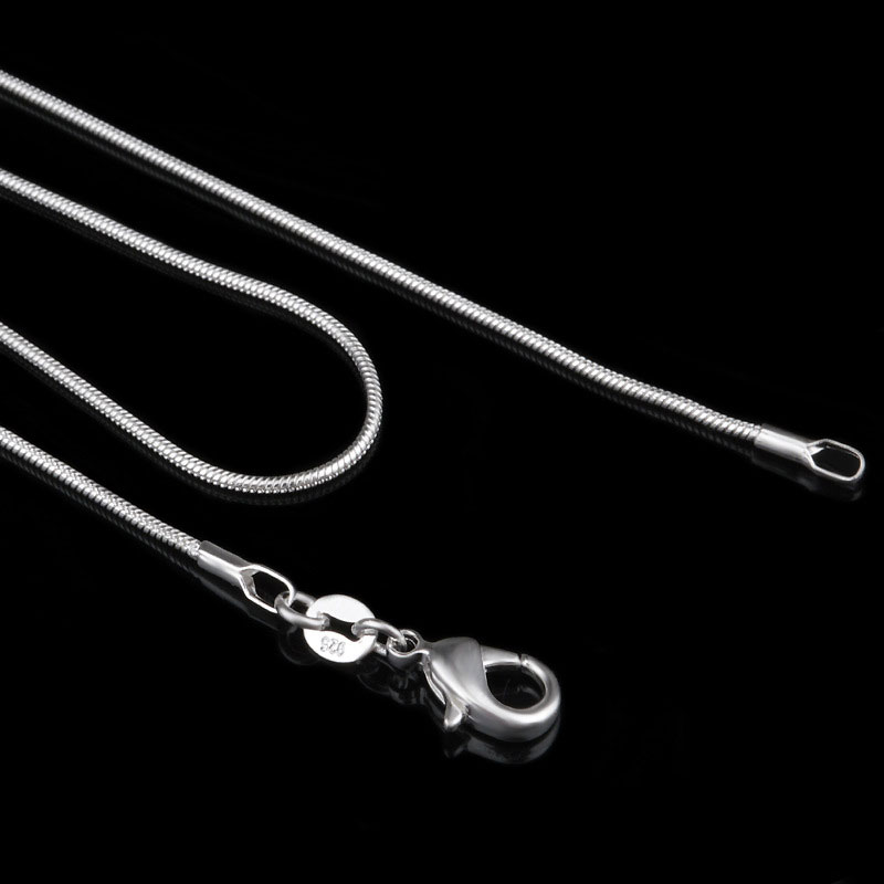

1000 pcs 925 Sterling Silver Smooth Snake Chain Necklace Lobster Clasps Chain Jewelry Size 1mm 16inch - 38inches Women Jewelry for pendant